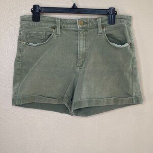 Universal Thread Womens Green Denim‎ Shorts 12/31 cotton cuffed pockets zipper